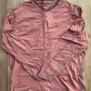 True Grit Men's Long Sleeve V-Neck Shirt - Brick Red